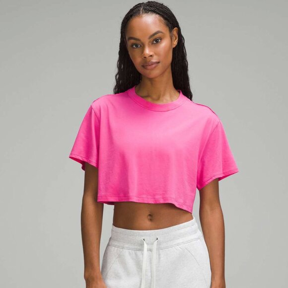 Lululemon All Yours Cropped T-Shirt - Sonic Pink - Picture 1 of 5